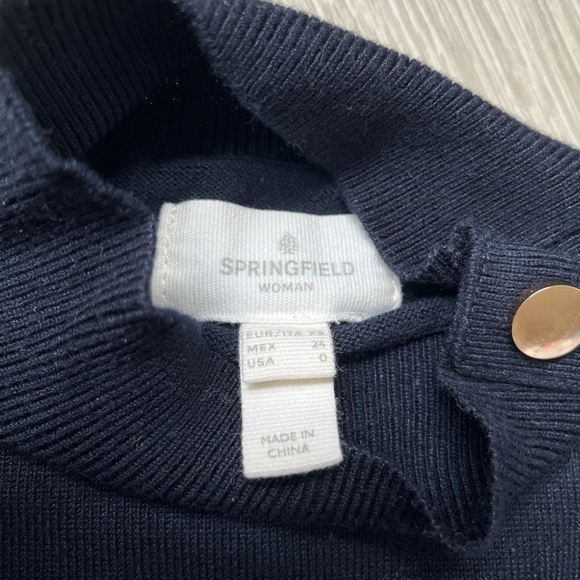 Springfield Striped Mock Turtleneck Sweater in Navy and White, Size 0 - Picture 4 of 7